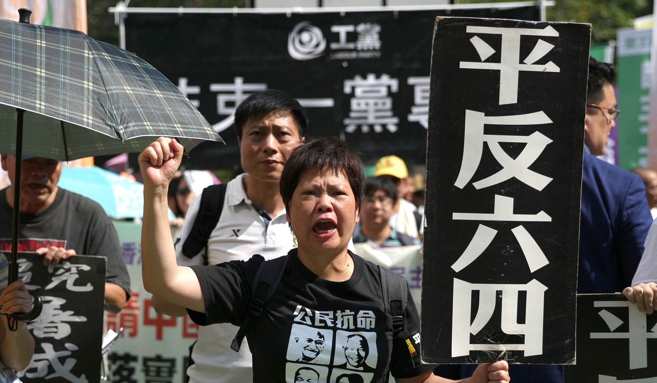 One participant at Sunday’s march. Photo: Sam Tsang
