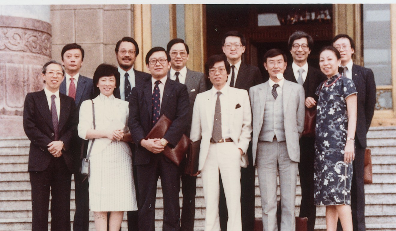 Li (back row, fourth from left) with Allen Lee Peng-fei (front row, third from left), Martin Lee Chu-ming (back row, fifth from left) and others outside the Great Hall of the People during a historic visit to Beijing in 1983. Photo: Handout