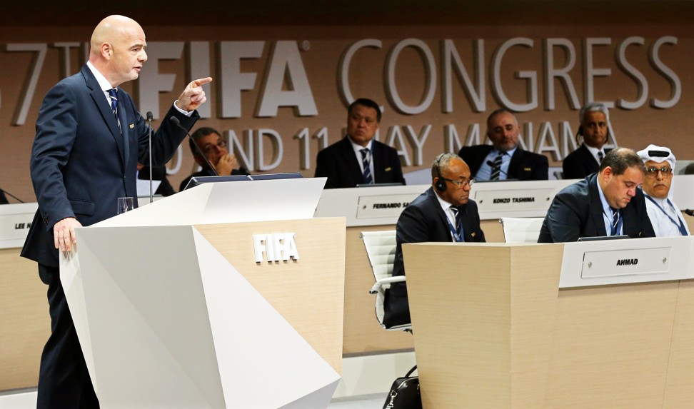 Fifa president Gianni Infantino delivers a speech during the 67th Fifa Congress in May. Photo: EPA