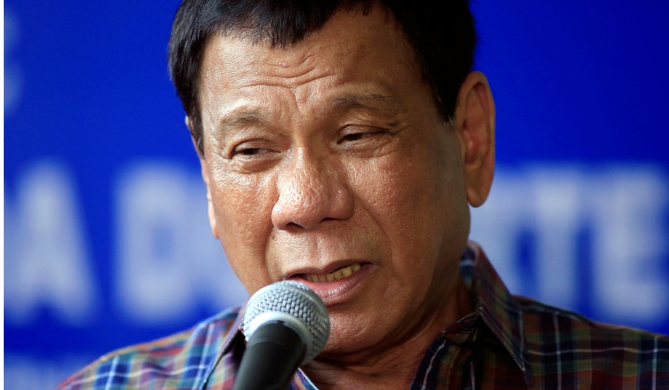 Duterte answering a question during a press briefing in Cagayan De Oro. Photo: Reuters