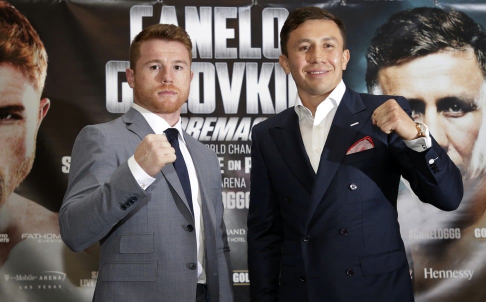 Saul “Canelo” Alvarez and Gennady Golovkin pose after their press conference in London. Photo: Reuters