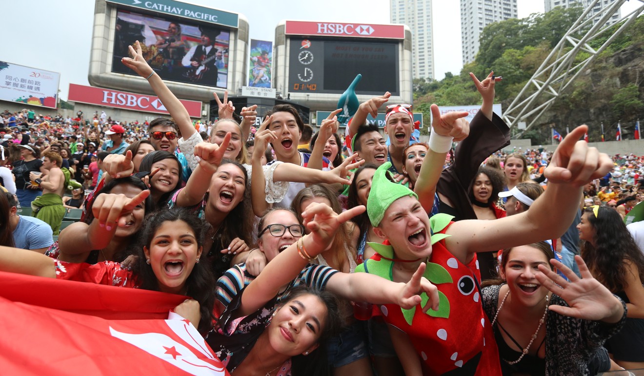 The raucous South Stand at the Hong Kong Sevens rugby tournament, in April. Picture: Dickson Lee