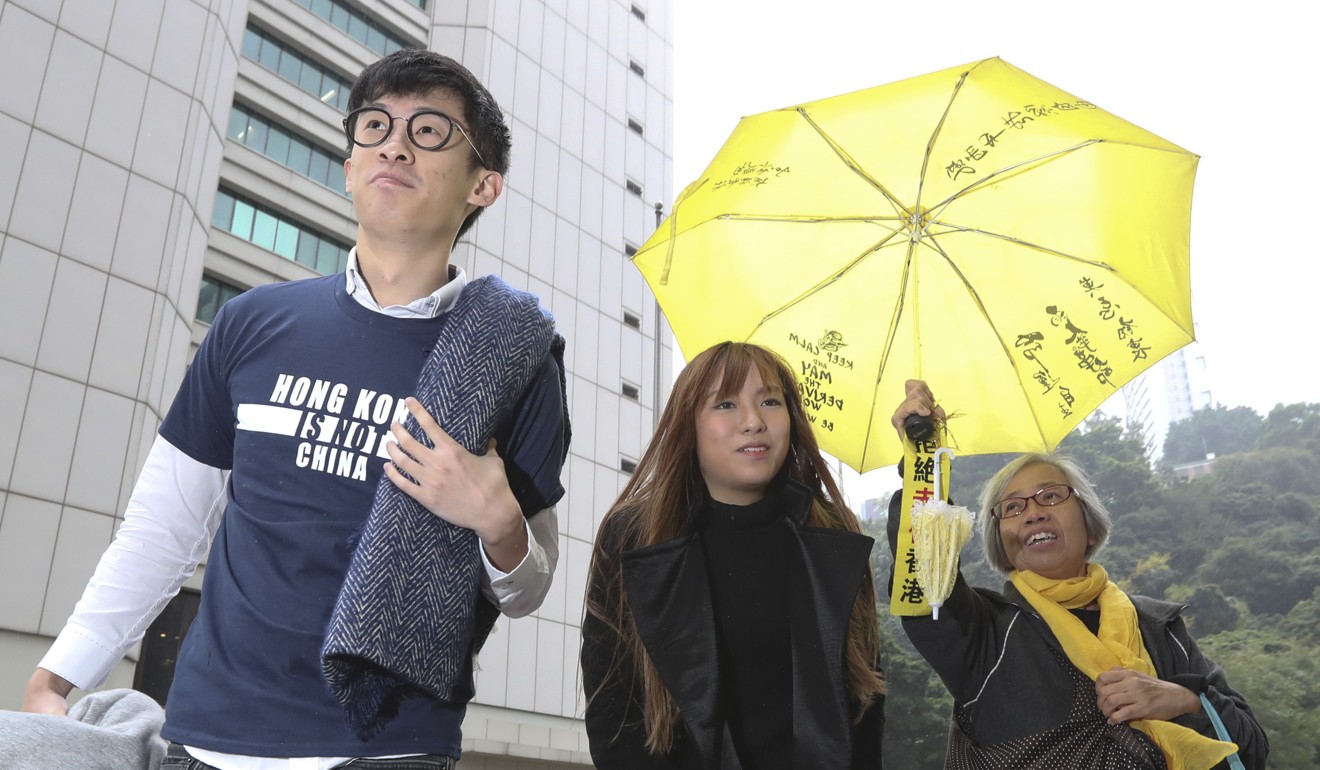 Sixtus Baggio Leung Chung-hang, left, and Yau Wai-ching of Youngspiration, the pro-independence activists who lost their Legislative Council seats over an oath-taking controversy. Photo: Nora Tam