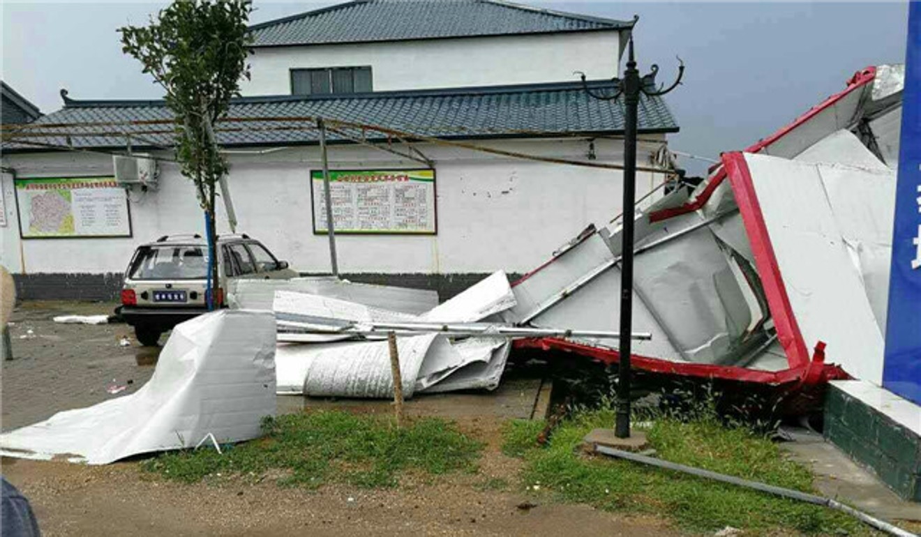 ‘Hail the size of dates’ caused damage worth 800,000 yuan to sheds and other structures Photo: Handout