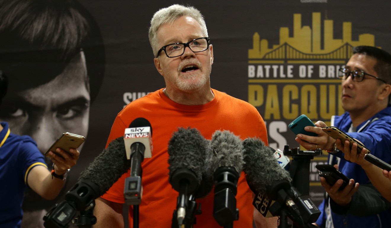 Freddie Roach, trainer to Manny Pacquiao, speaks to the media in Brisbane. Photo: AFP