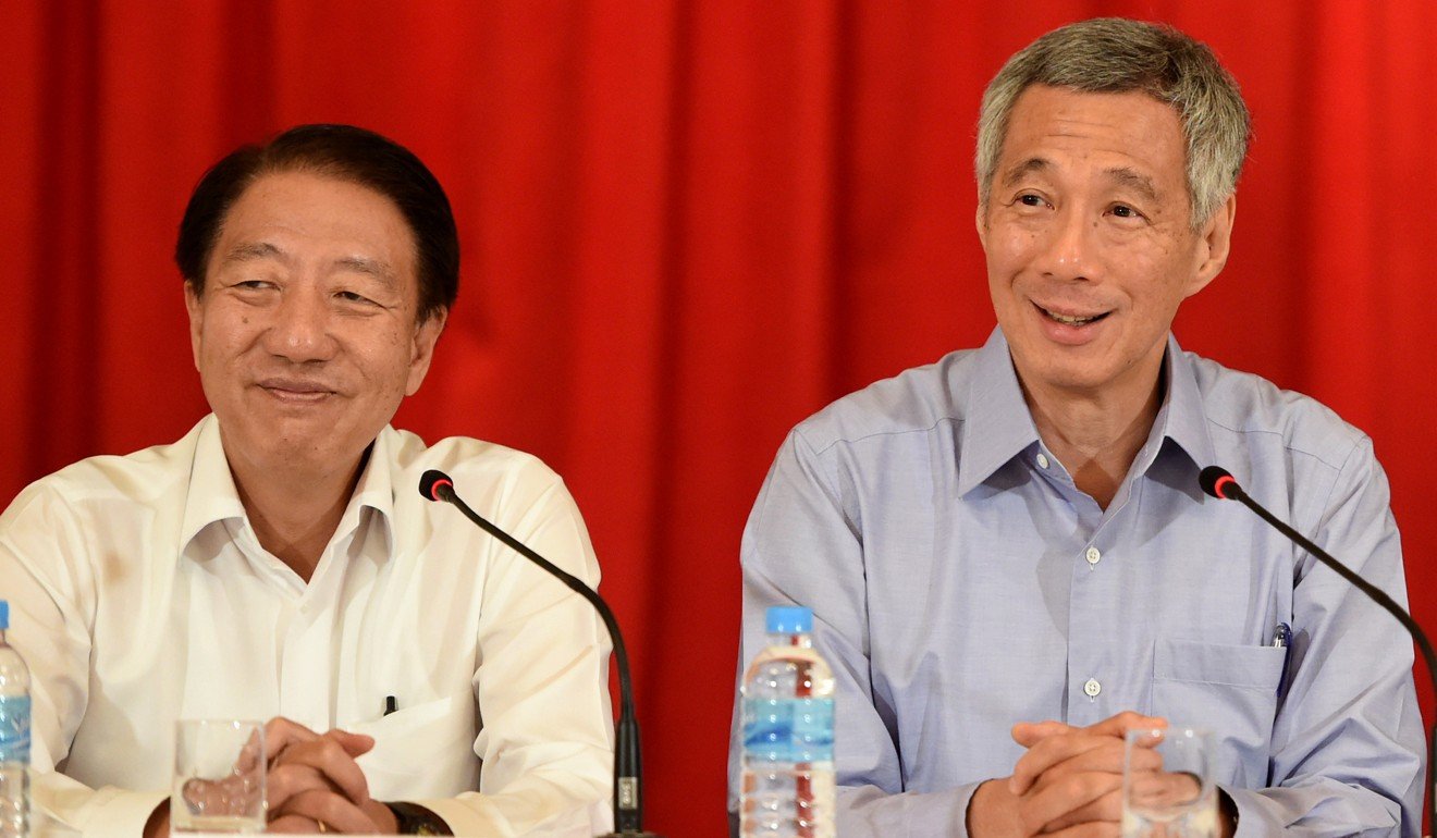Singapore’s deputy prime minister, Teo Chee Hean, with Prime Minister Lee Hsien Loong. Photo: AFP