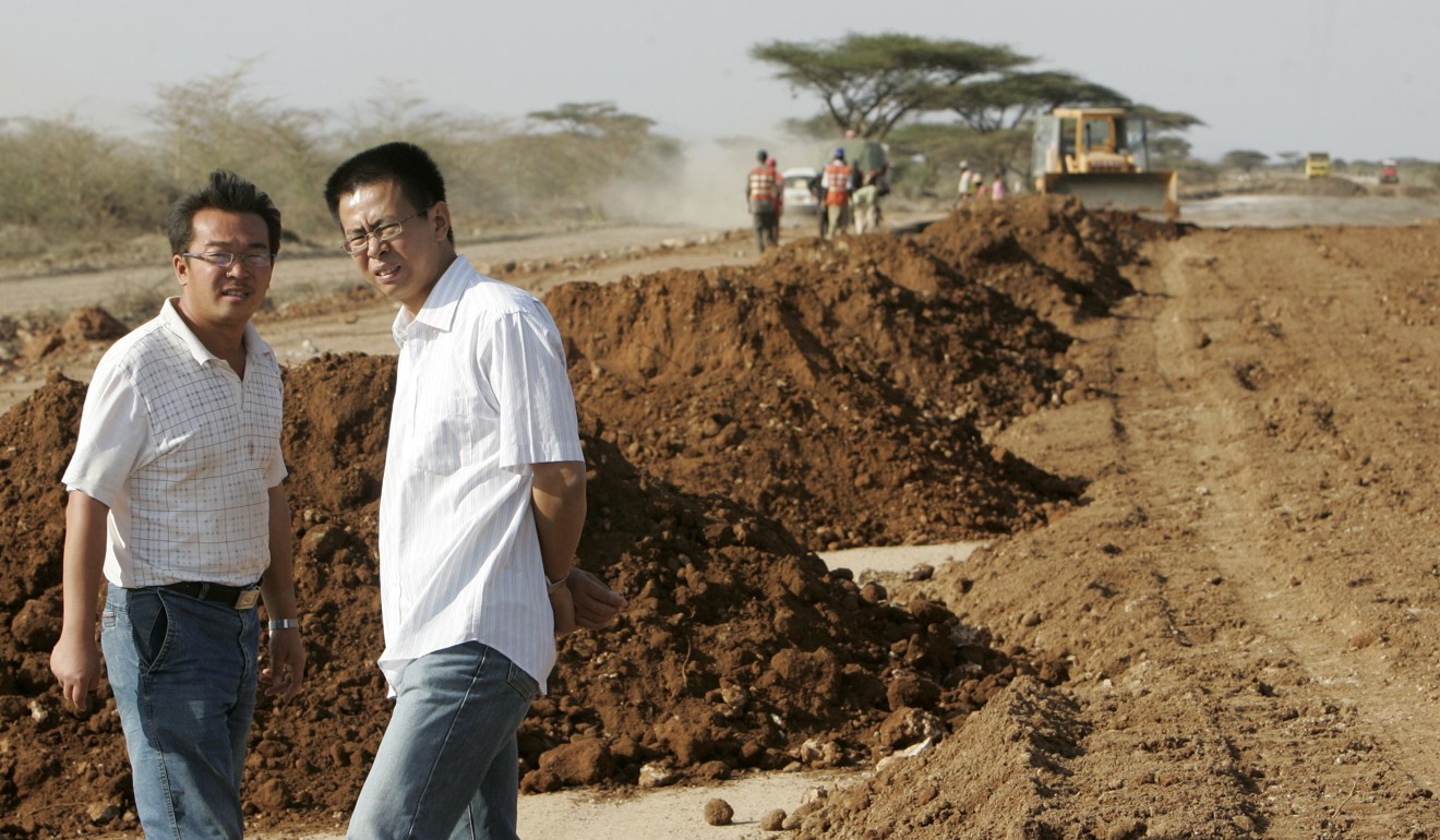 Wu Yibao (right), a road construction project manager with China Wuyi Company, at a site near Isiolo town, about 320 km north of the Kenyan capital Nairobi, in a file photo. Photo: Reuters