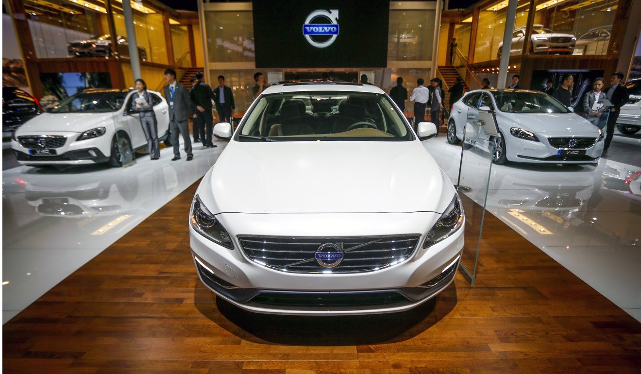 A new Volvo S60L plug-in hybrid model displayed as part of the Auto China 2014 exhibition held at the China International Exhibition Center in Beijing. Photo: EPA