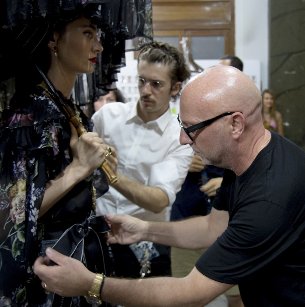 Italian designers Domenico Dolce (right) working on the Dolce & Gabbana Alta Moda at Pretoria Square in Palermo, Sicily. Photo: Handout