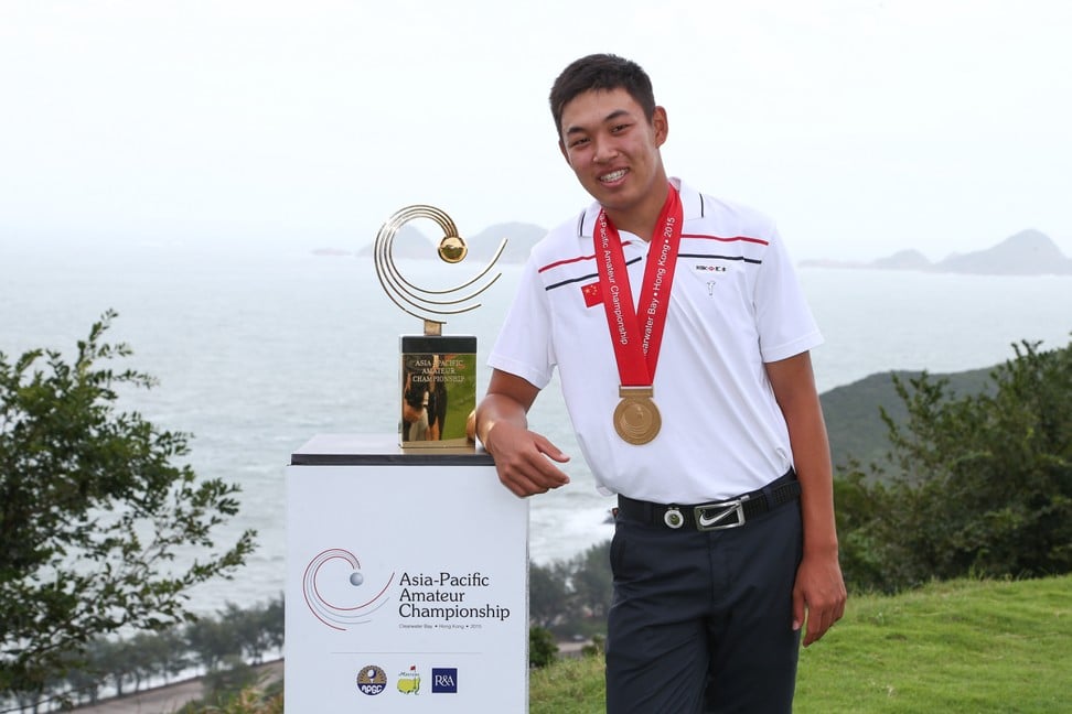 China’s Cheng Jin after winning the 2015 Asia-Pacific Amateur Championship in Hong Kong. Photo: Alex Liew/AAC)