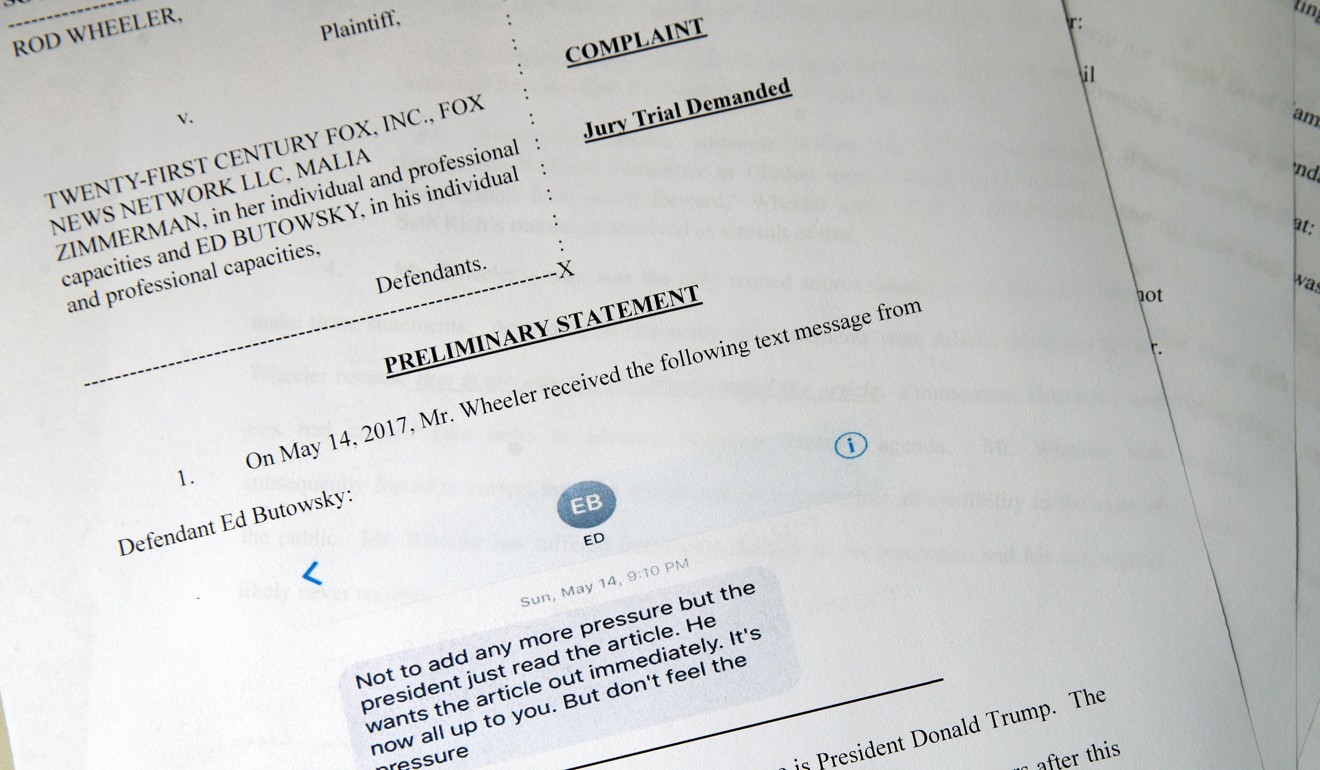 Rod Wheeler's lawsuit against Fox News. Wheeler, an investigator who worked on the Seth Rich case claims Fox News fabricated quotes implicating the murdered Democratic National Committee staffer in the WikiLeaks scandal and coordinated with the Trump administration as it worked on the story. Photo: AP