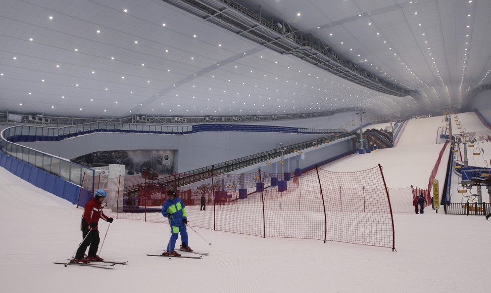 One of the theme parks now under Sunac’s ownership is this Wanda Snow Park in northeastern China’s Harbin city, featuring what would be the world’s largest indoor ski slope. Wang personally opened the theme park on June 30, only to announce its sale two weeks later to Sunac.Photo: SCMP/Simon Song