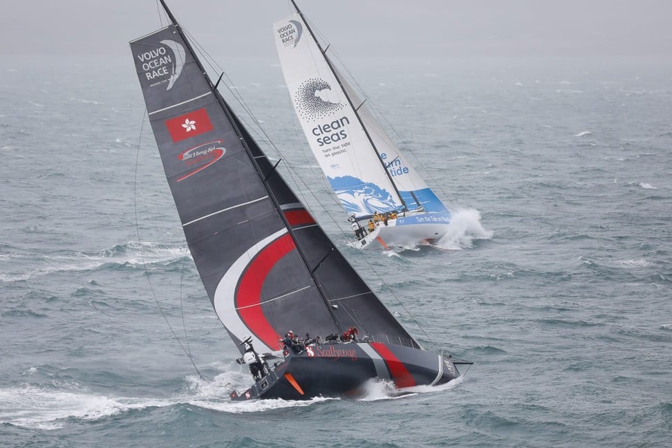Scallywag in action during the Around the Island Race. Photo: Volvo Ocean Race Facebook