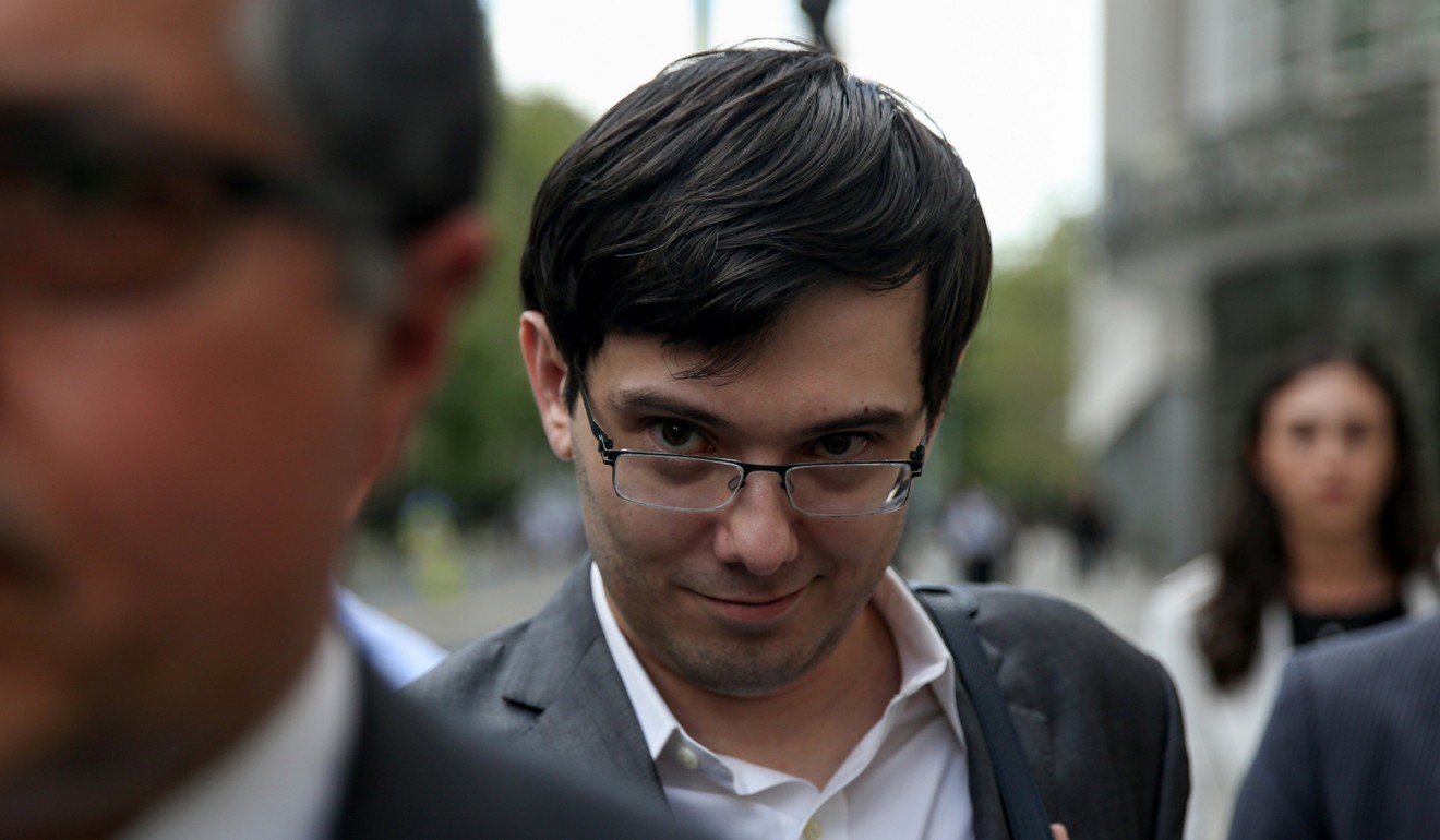 Former drug company executive Martin Shkreli exits US District Court. He was found guilty of securities fraud on Friday, August 4, 2017. Photo: Reuters