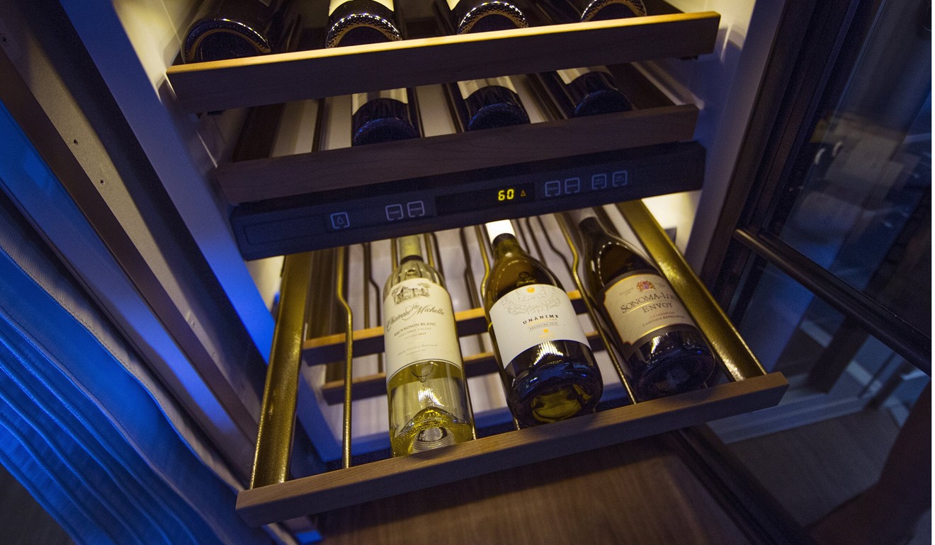 The wine gallery of Crystal Cruises new Boeing 777-200LR. Photo: TNS