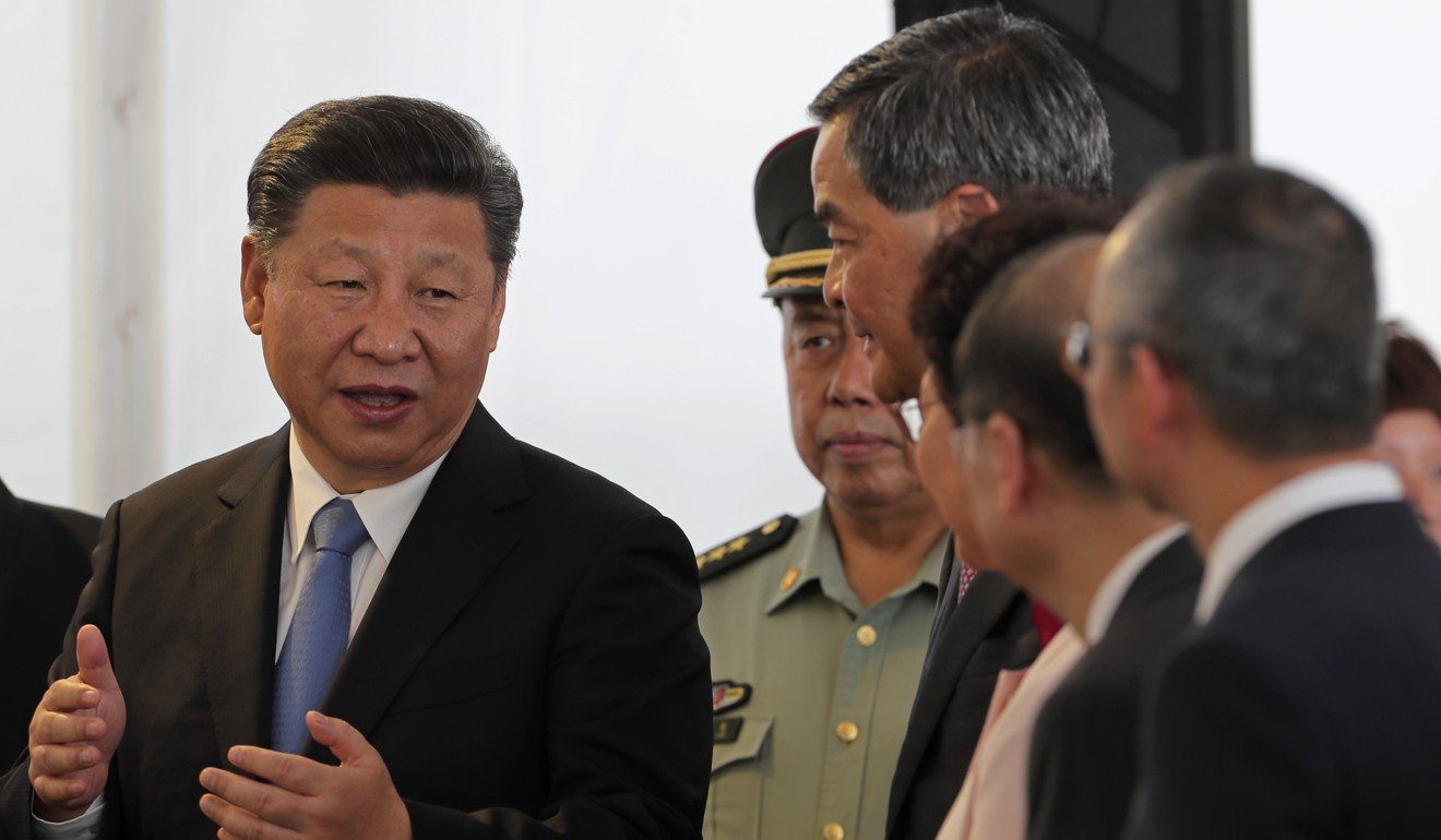 Fan Changlong (second from left) accompanies President Xi Jinping during a visit to Hong Kong to mark the 20th anniversary of the city’s handover in June. Photo: AFP