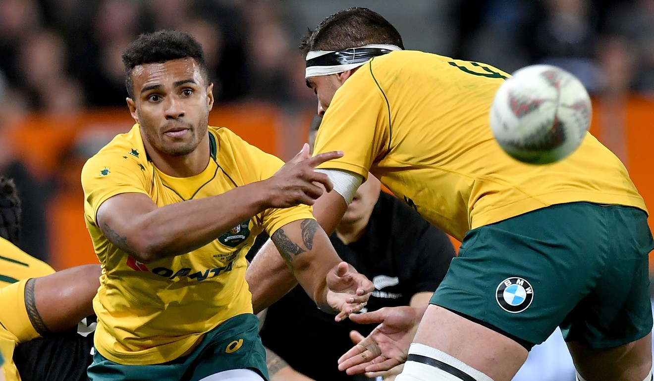 Australia's Will Genia flicks a pass during his strong performance in the Rugby Championship.