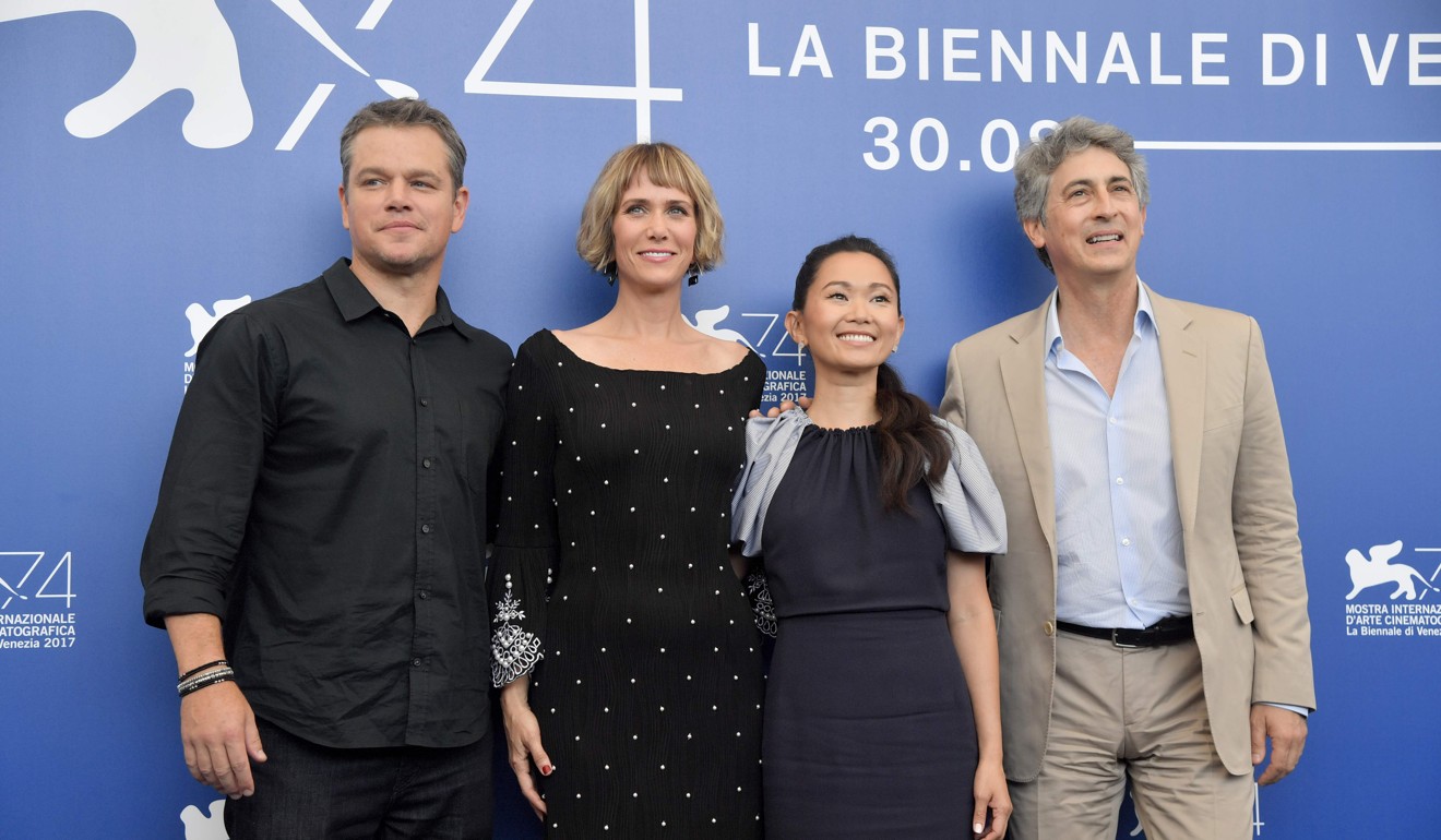 From left : Matt Damon, Kristen Wiig, Hong Chau and director Alexander Payne at the Venice film festival. Photo: AFP
