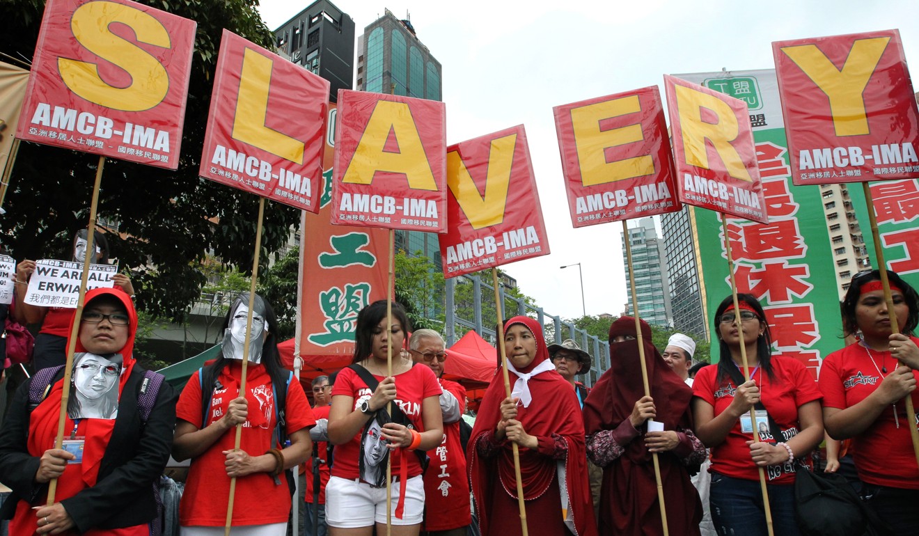 Indonesian migrant workers in Hong Kong demand better working conditions and better wages. Photo: SCMP Pictures