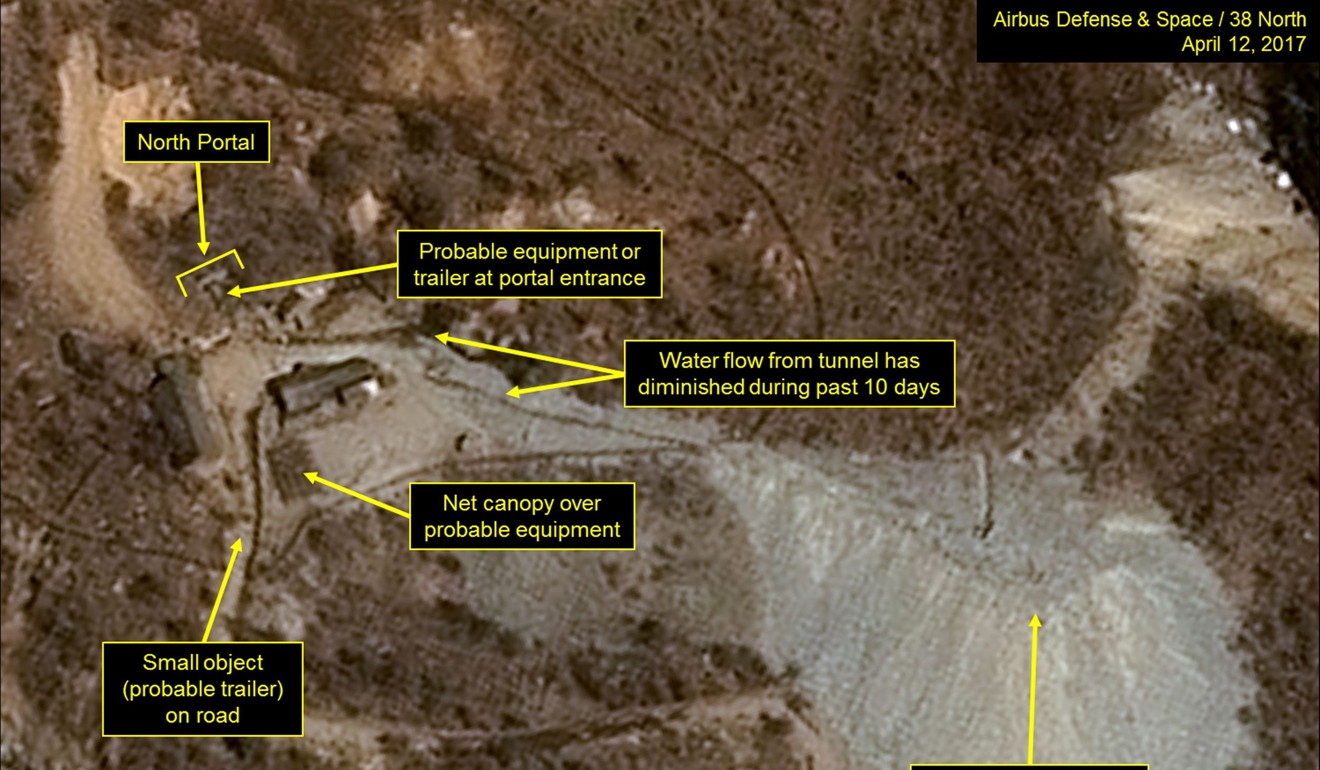 A satellite image taken on April 12, 2017 of North Korea's Punggye-ri nuclear test site. Photo: AFP