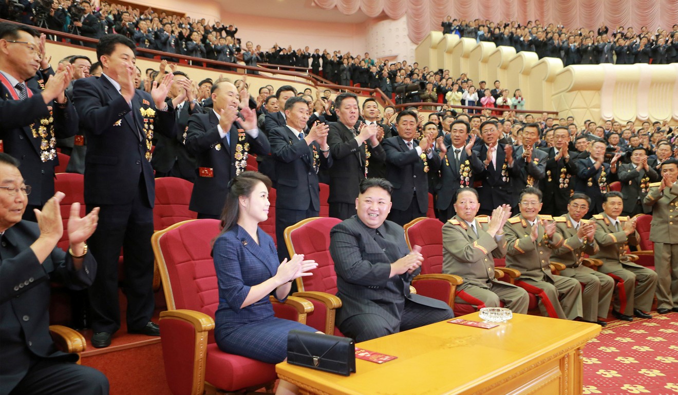 North Korean leader Kim Jong-un claps during a celebration for nuclear scientists and engineers who contributed to the North’s recent nuclear test in a photo released by North Korea's Korean Central News Agency last Sunday. Photo: KCNA via Reuters