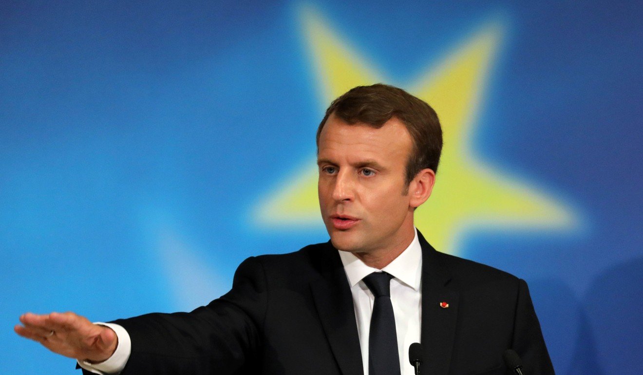 French President Emmanuel Macron delivers a speech on sweeping plans to renew Europe. Photo: Reuters