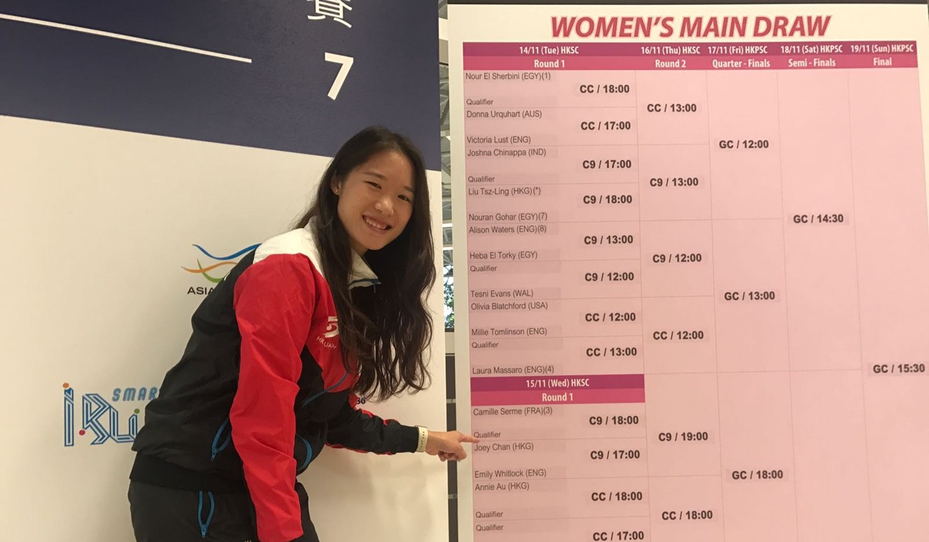 Joey Chan likes her draw for the Hong Kong Squash Open. Photo: Andrew McNicol