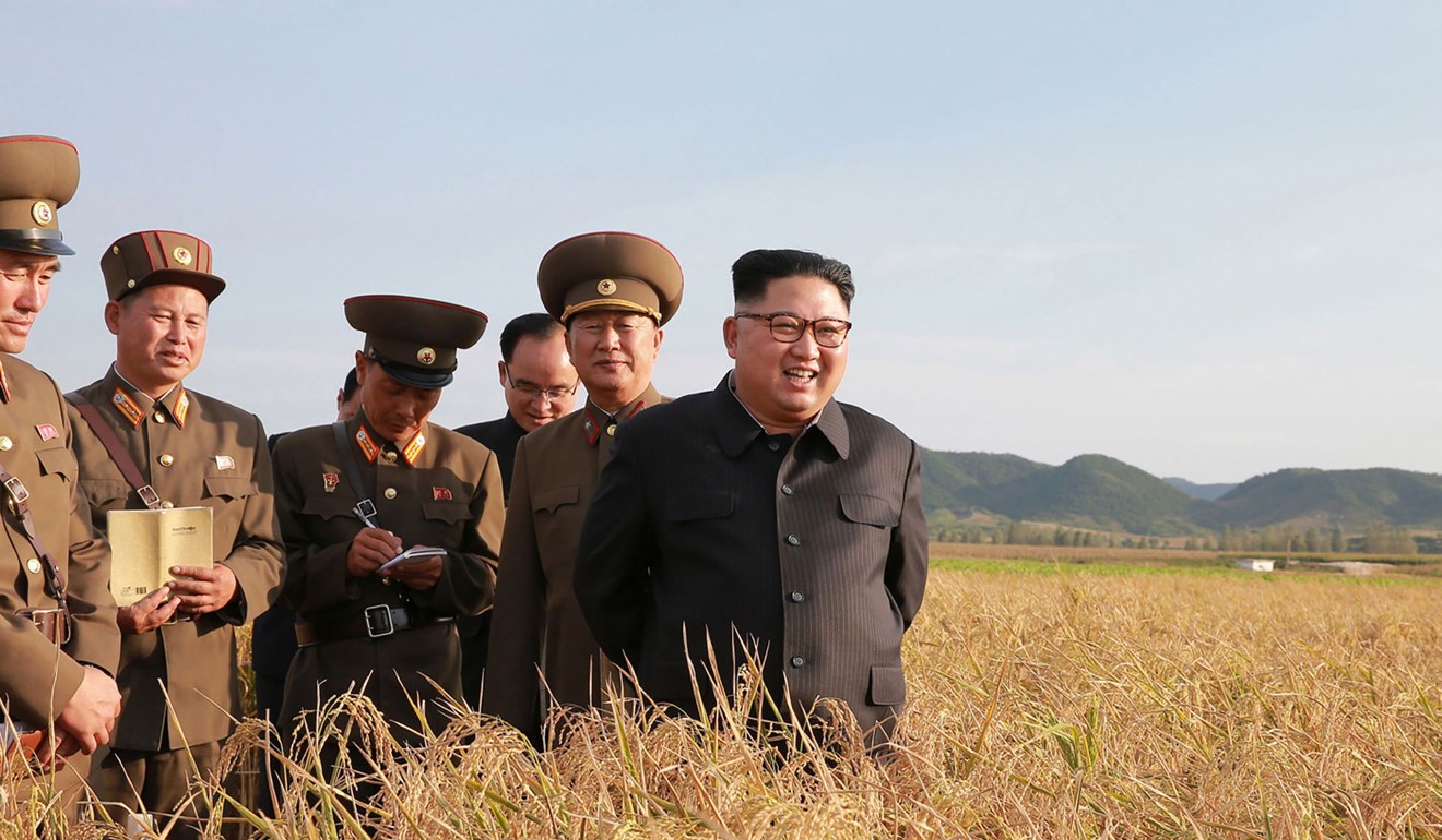 North Korean leader Kim Jong-un (right) visits a farm at an undisclosed location. US Secretary of State Rex Tillerson says Washington is investigating whether Pyongyang is interested in dialogue. Photo: AFP
