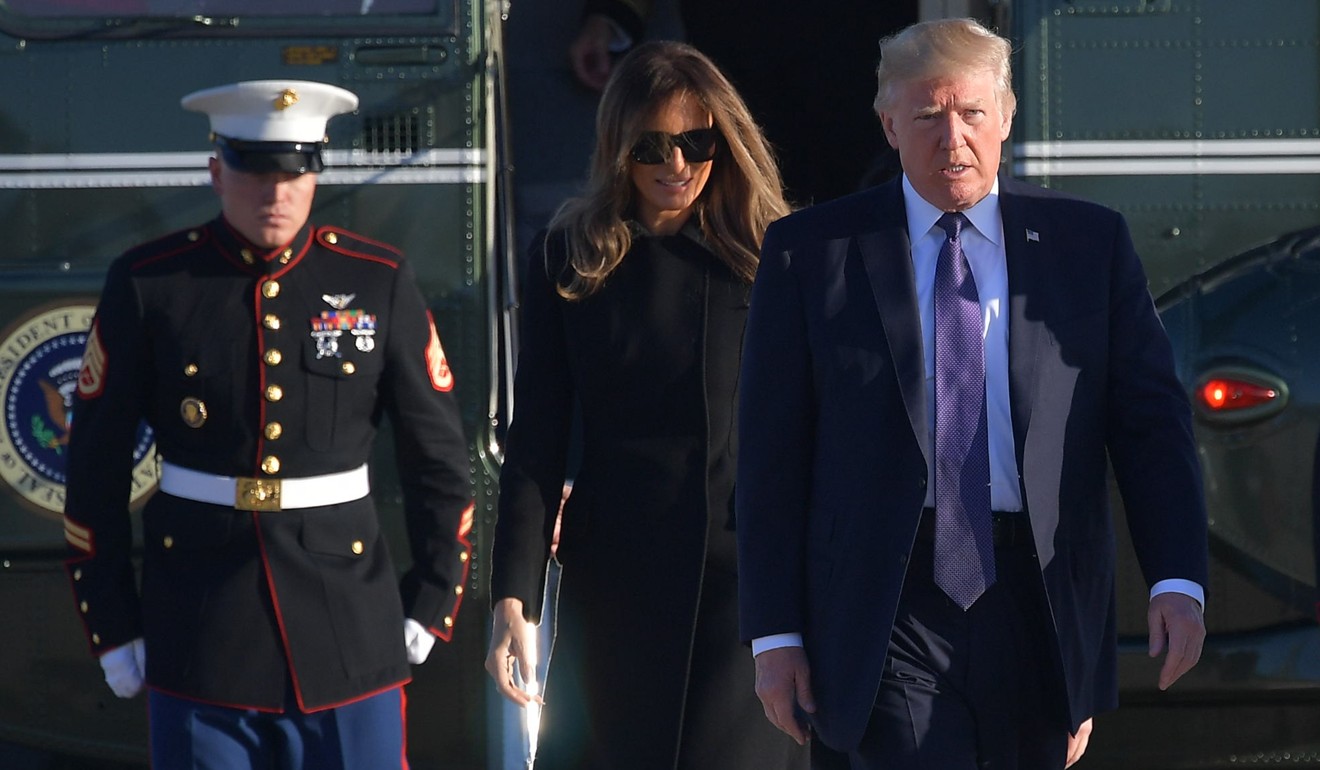 US President Donald Trump and first lady Melania Trump make their way to board Air Force One on their way to Las Vegas. Photo: AFP