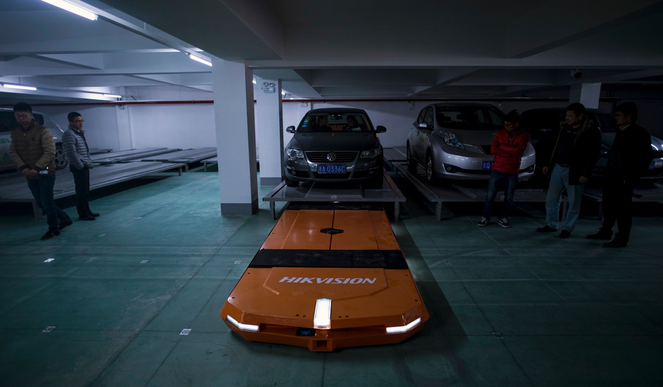 A smart parking system in operation in one garage in Wuzhen township, Tongxiang City, in Zhejiang province, last November. Photo: AFP