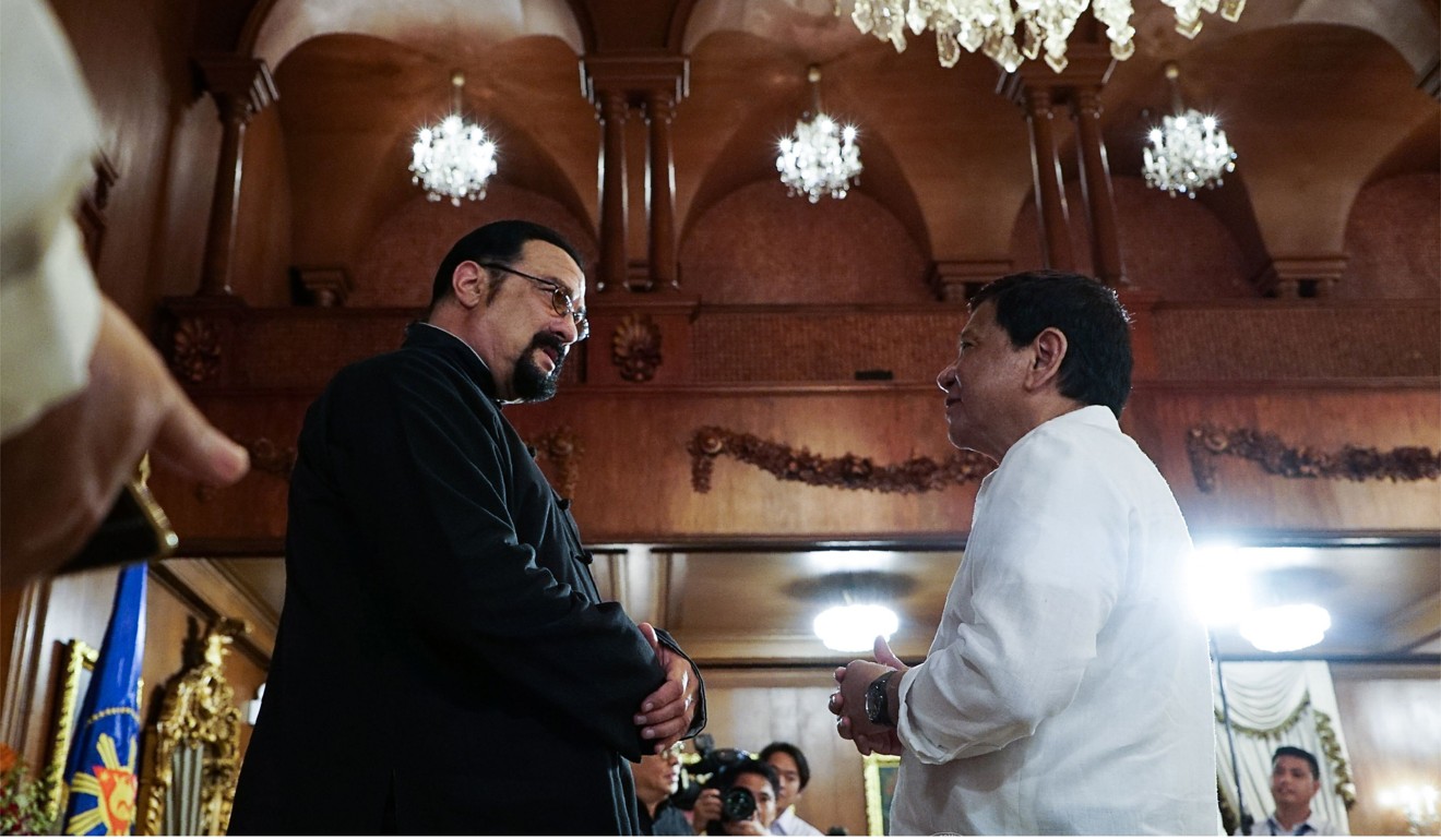 Duterte and Seagal at Malacanang Palace in Manila. Photo: AFP