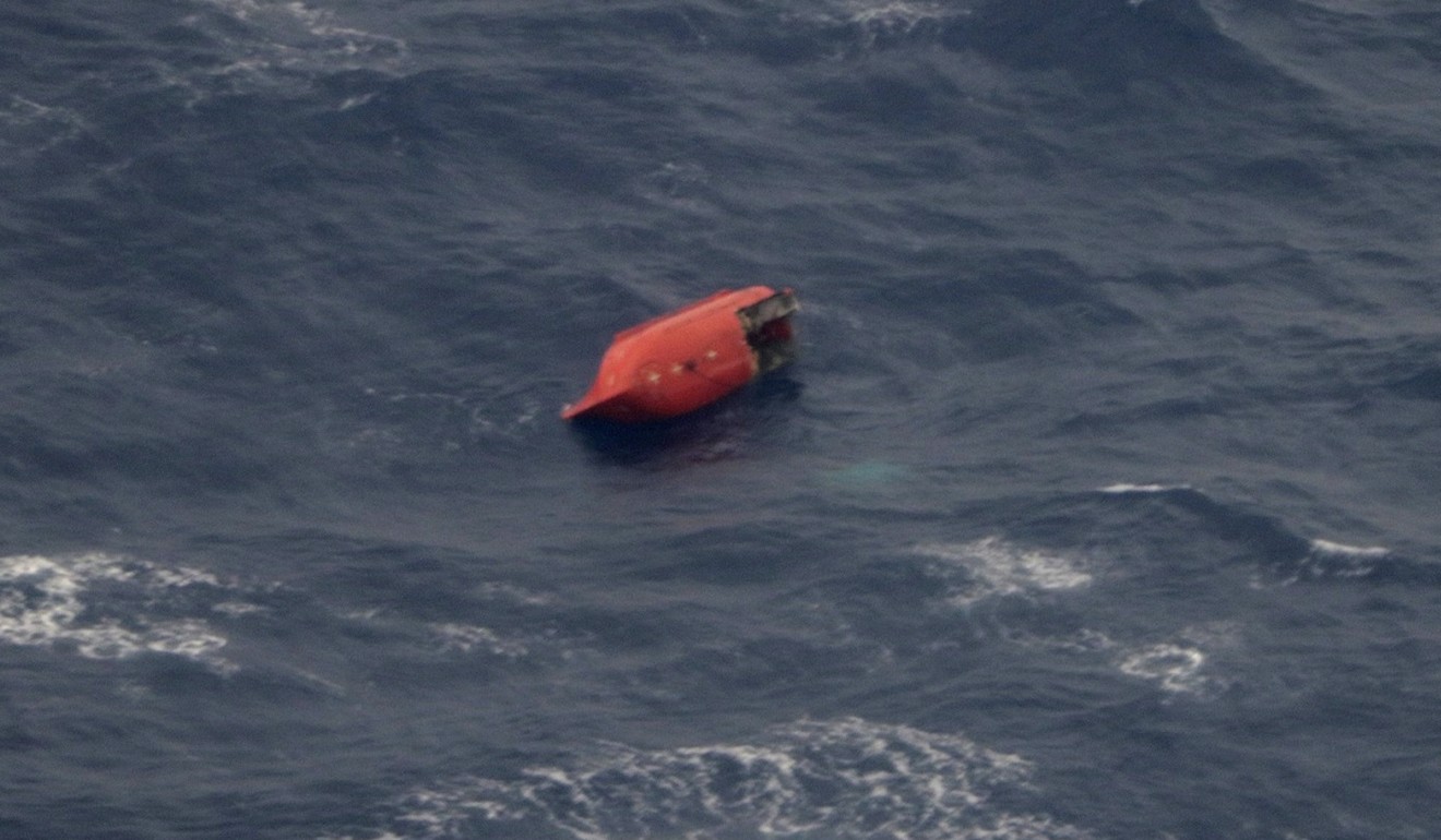 A damaged lifeboat from the Emerald Star off the Philippines' eastern coast. Photo: Kyodo
