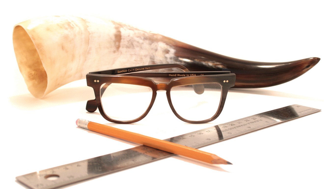 San Francisco-based SomNoir’s horn glasses. The company makes only 20 pairs of bespoke spectacles each year.