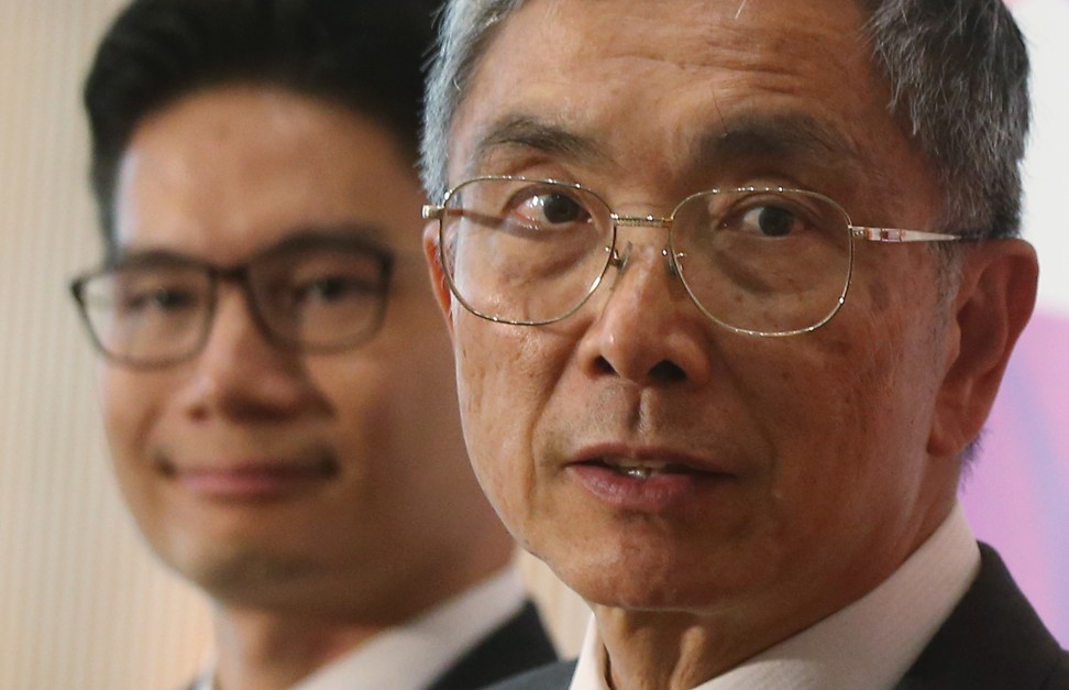 (L to R) The Under Secretary for Financial Services and the Treasury, Joseph Chan Ho-lim and The Secretary for Financial Services and the Treasury, James Henry Lau meet the media at Central Government Offices in Tamar. Photo: SCMP / David Wong
