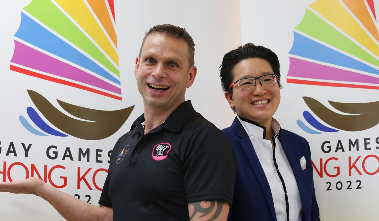 Co-chairs of Hong Kong’s Gay Games bid Dennis Philipse (left) and Benita Chick. Photo: Dickson Lee