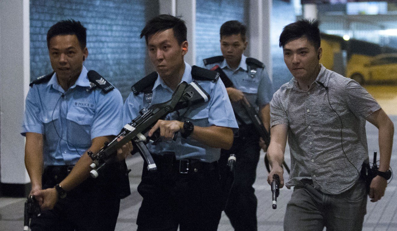 Hong Kong police hold an anti-terrorism drill at Central City Hall in September. Photo: Sam Tsang