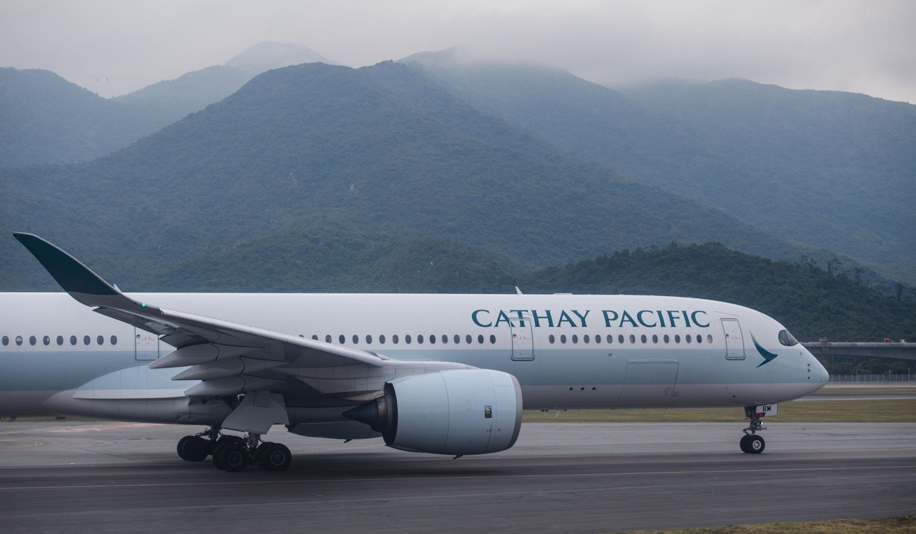 A Cathay Pacific airlines passenger plane prepares to take off from the international airport in Hong Kong on November 8, 2017. Photo: AFP