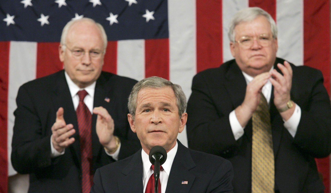 Dick Cheney and Speaker of the House of Representatives Dennis Hastert applaud George W. Bush’s annual State of the Union speech in 2005. Photo: AP