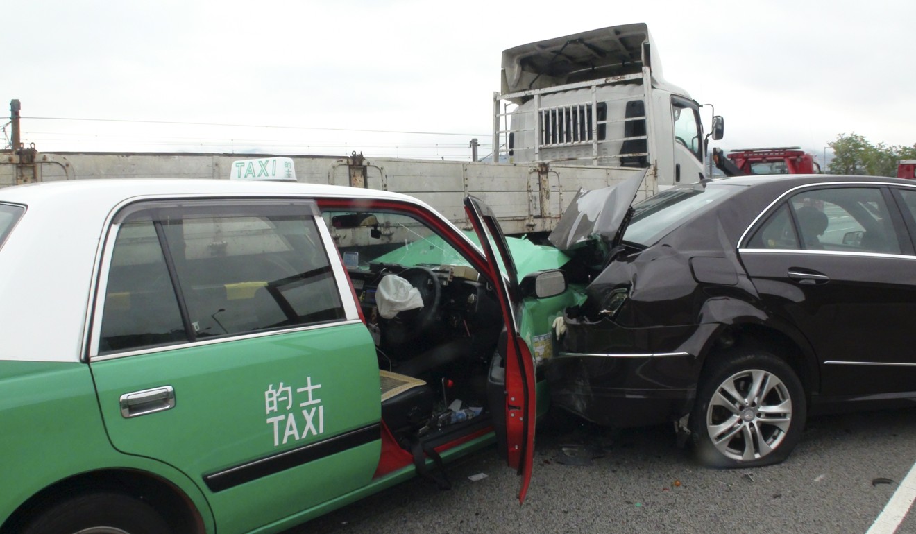 The pile-up killed the driver of one of the three taxis. Photo: Handout