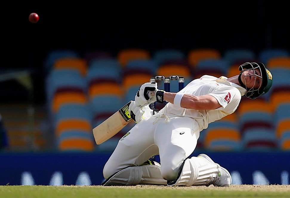 Steve Smith avoids a short delivery from England’s Stuart Broad. Photo: Reuters