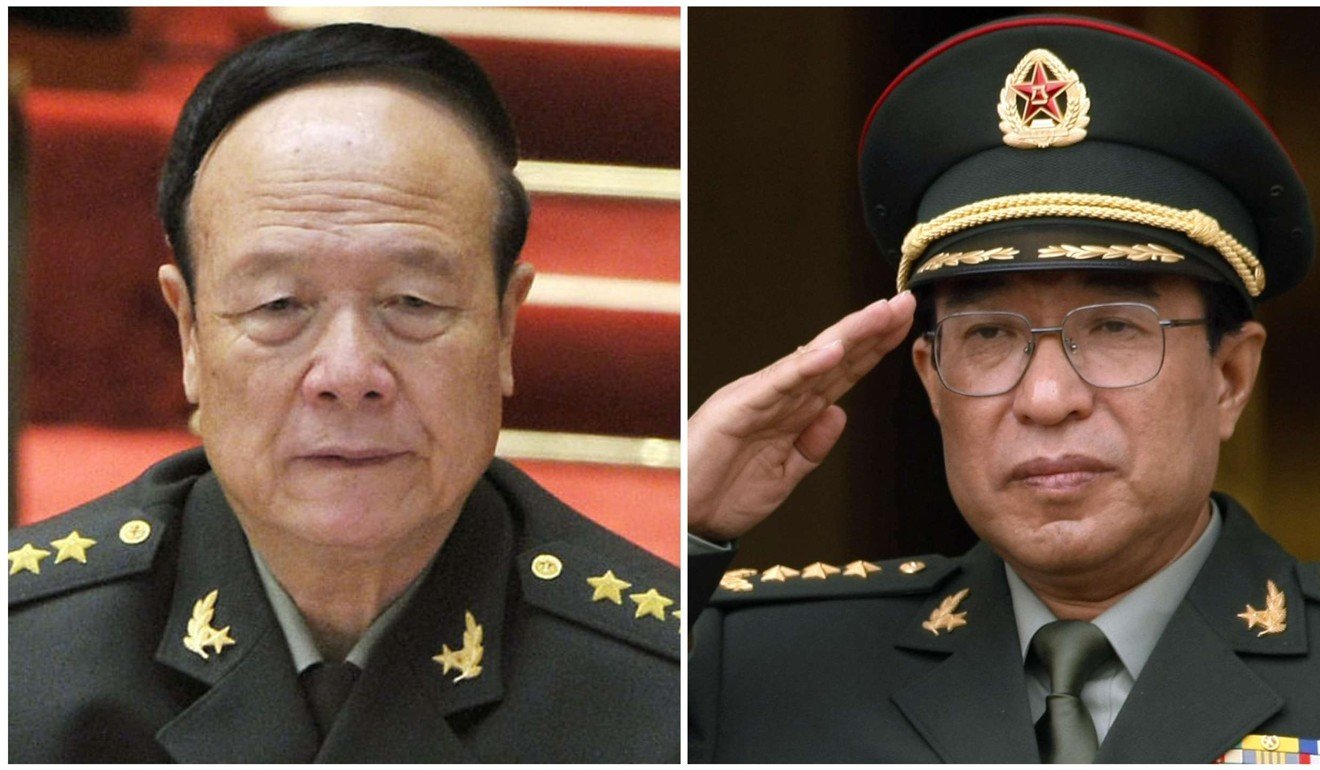 Former CMC vice-chairmen Guo Boxiong (left) and Xu Caihou. Photo: SCMP Pictures
