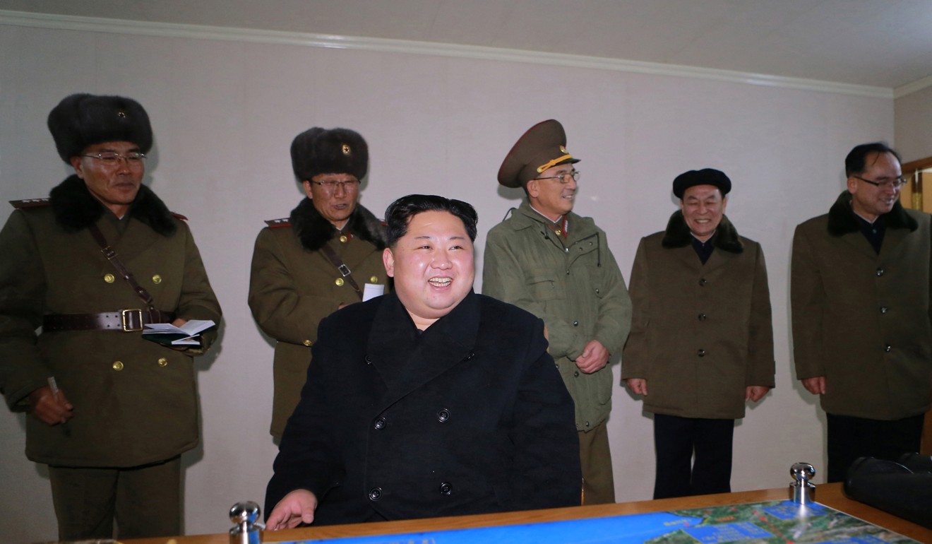 North Korean leader Kim Jong-un during the launch of the Hwasong-15. Photo: Reuters