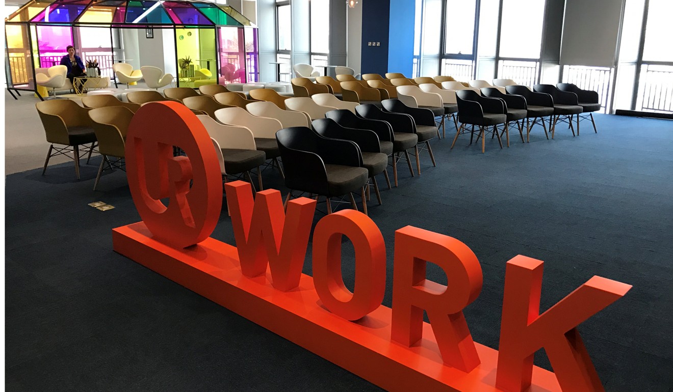 UrWork’s presentation room for tenants' use. Photo: Reuters