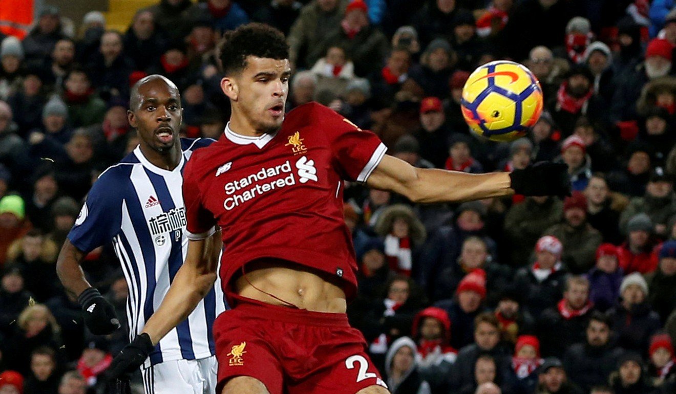 Dominic Solanke scores a goal against West Brom which is later disallowed for handball. Photo: Reuters