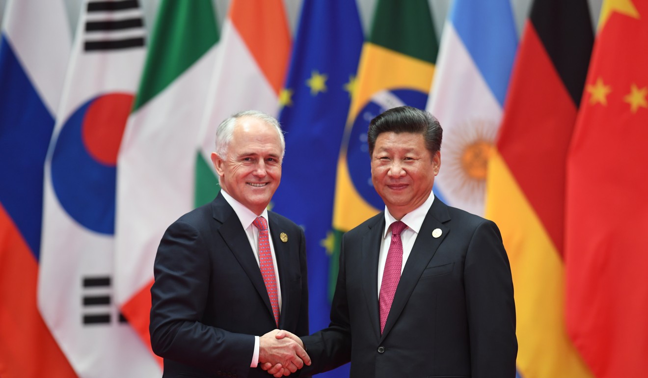 Australian Prime Minister Malcolm Turnbull, pictured with Chinese President Xi Jinping, has expressed concern about Chinese influence in Australian politics. Photo: AFP