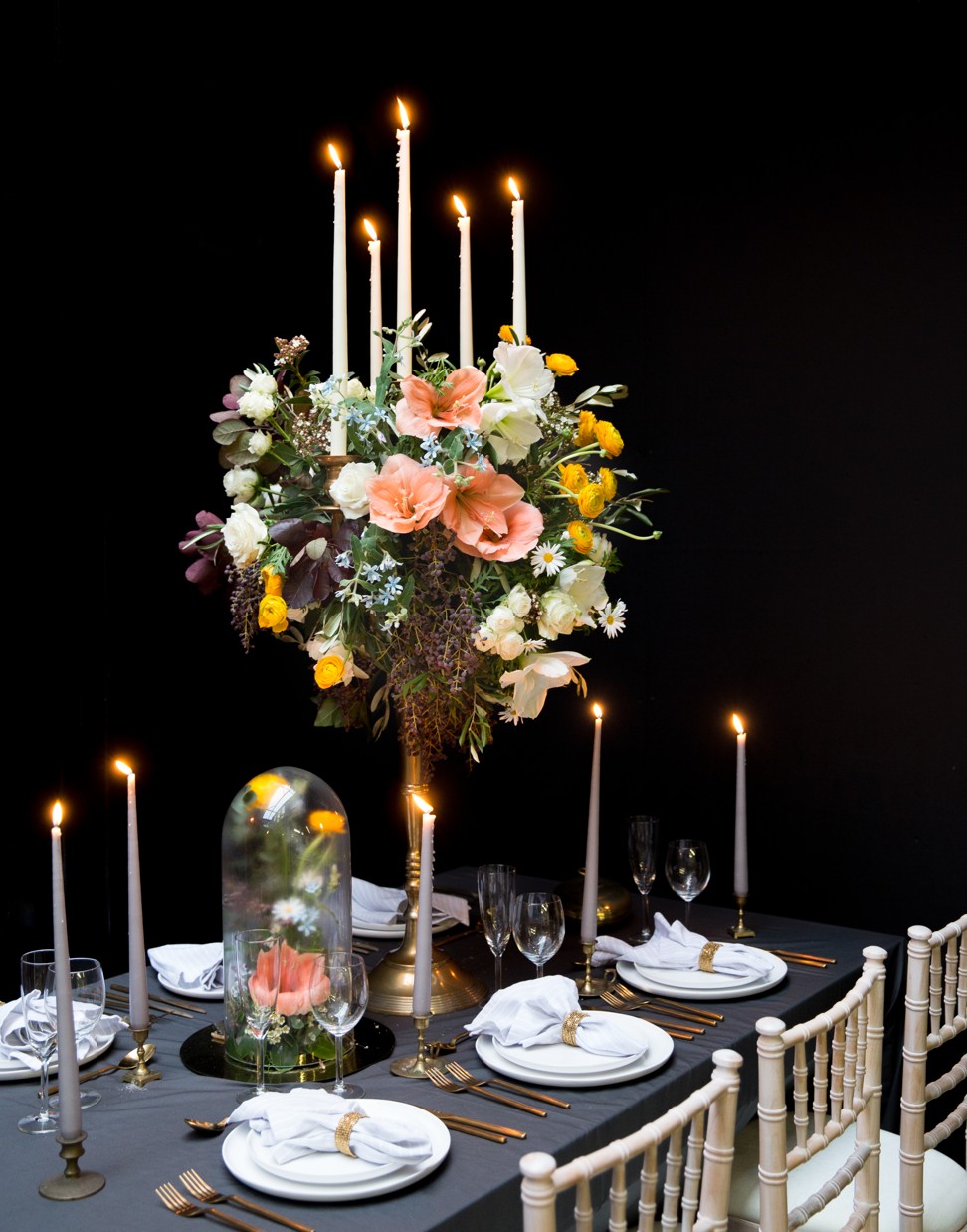 A table arrangement at the London Flower School. Picture: Marcelo Deguchi