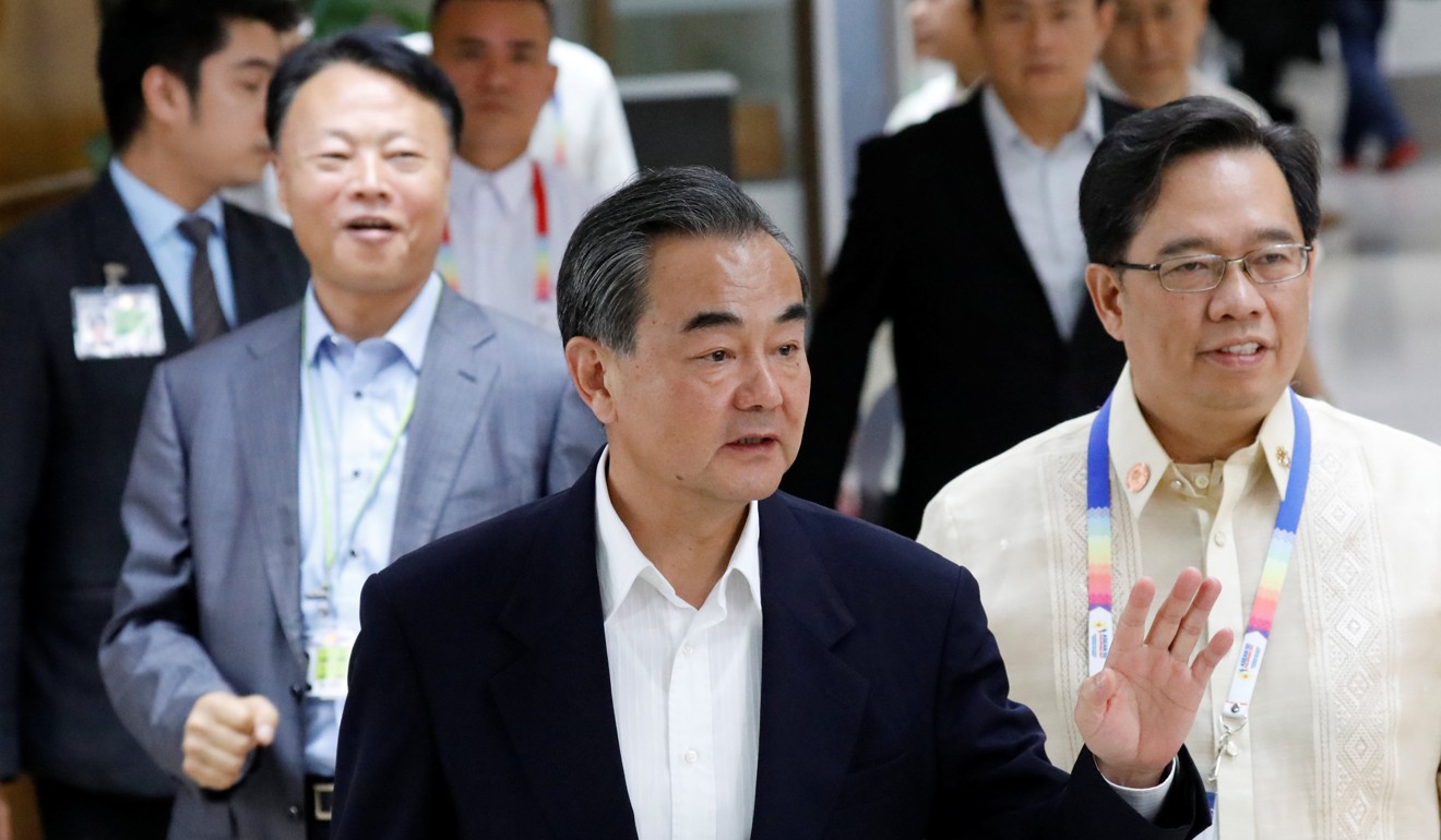 Chinese Foreign Minister Wang Yi in Pasay city, Metro Manila, Philippines. Photo: Reuters