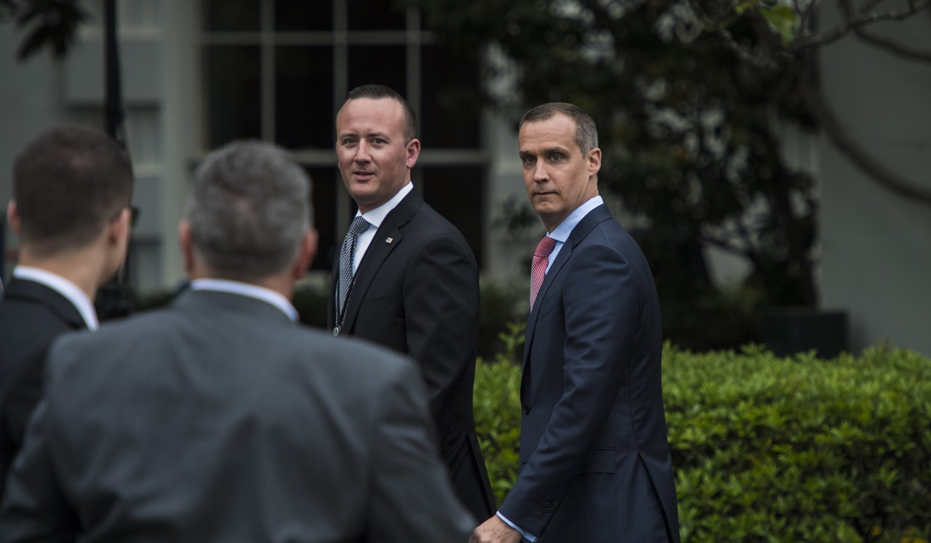 Trump’s former campaign manager Corey Lewandowski (right) is expected to be called to testify in front of lawmakers investigating Russian meddling in the 2016 election. Photo: Washington Post