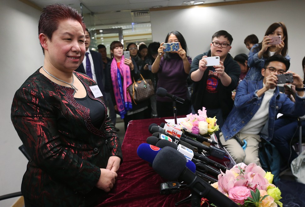 BaWang co-founder Wan Yuhua meets the media in Central on December 27. Photo: SCMP/David Wong