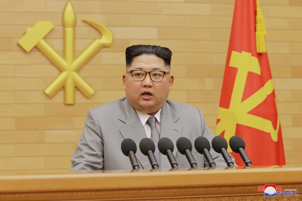 Kim Jong-un speaks during his New Year's Day speech. Photo: Reuters